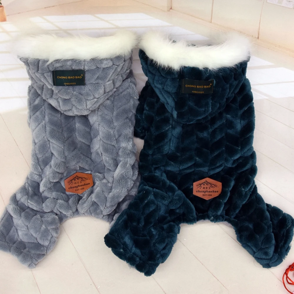 thumbnail image 2 of Ropa de invierno para perros pequeños y medianos, chaqueta de nieve para cachorros, abrigo polar cálido para cachorros, mono con capucha de piel para chihuahua, 2 of 5