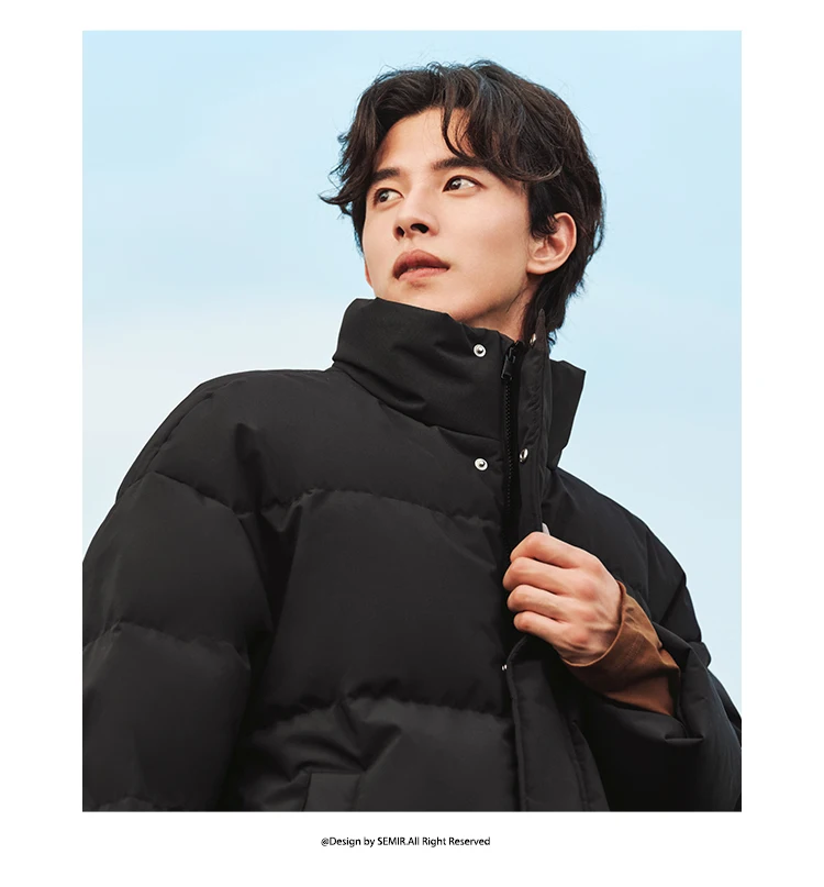 Down Jacket Men Winter New Contrast Color Texture Printing Couple Puffer Coat Thick Outerwear Trendy Down Jacket