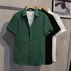 Turn Down Collar Summer Shirts For Men Short Sleeve Lightweight Thin Casual Shirts Striped Design Korean Style Tops Cool 1