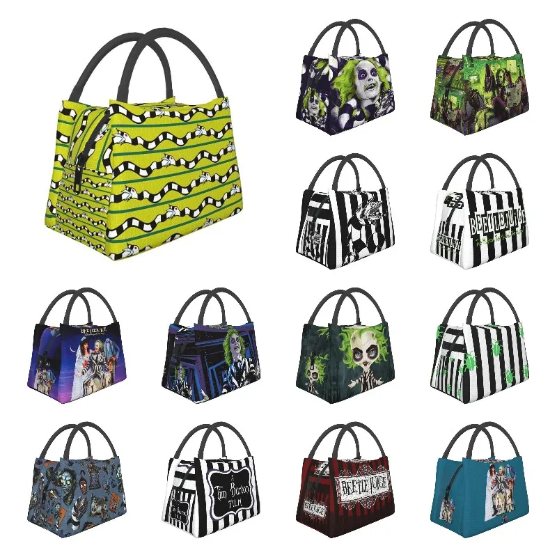 

Beetlejuice Sandworm Insulated Lunch Bag Women Tim Burton Movie Lunch Tote for Outdoor Camping Travel Storage Meal Food Box