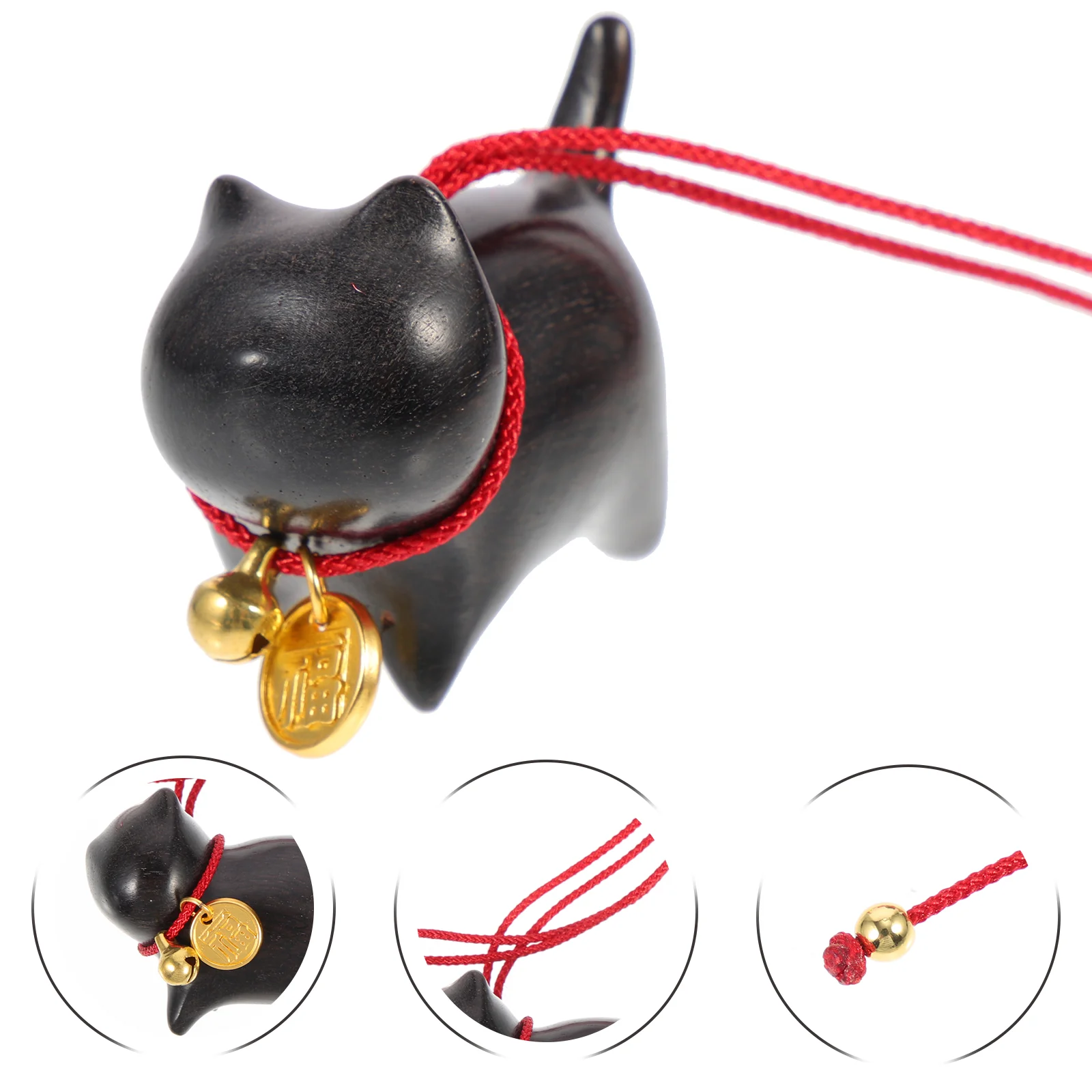 

Wooden Cat Pendant Ornament Interior Accessories Car Mirror Hanging Rabbit Decorations for The Home Ornaments Statue