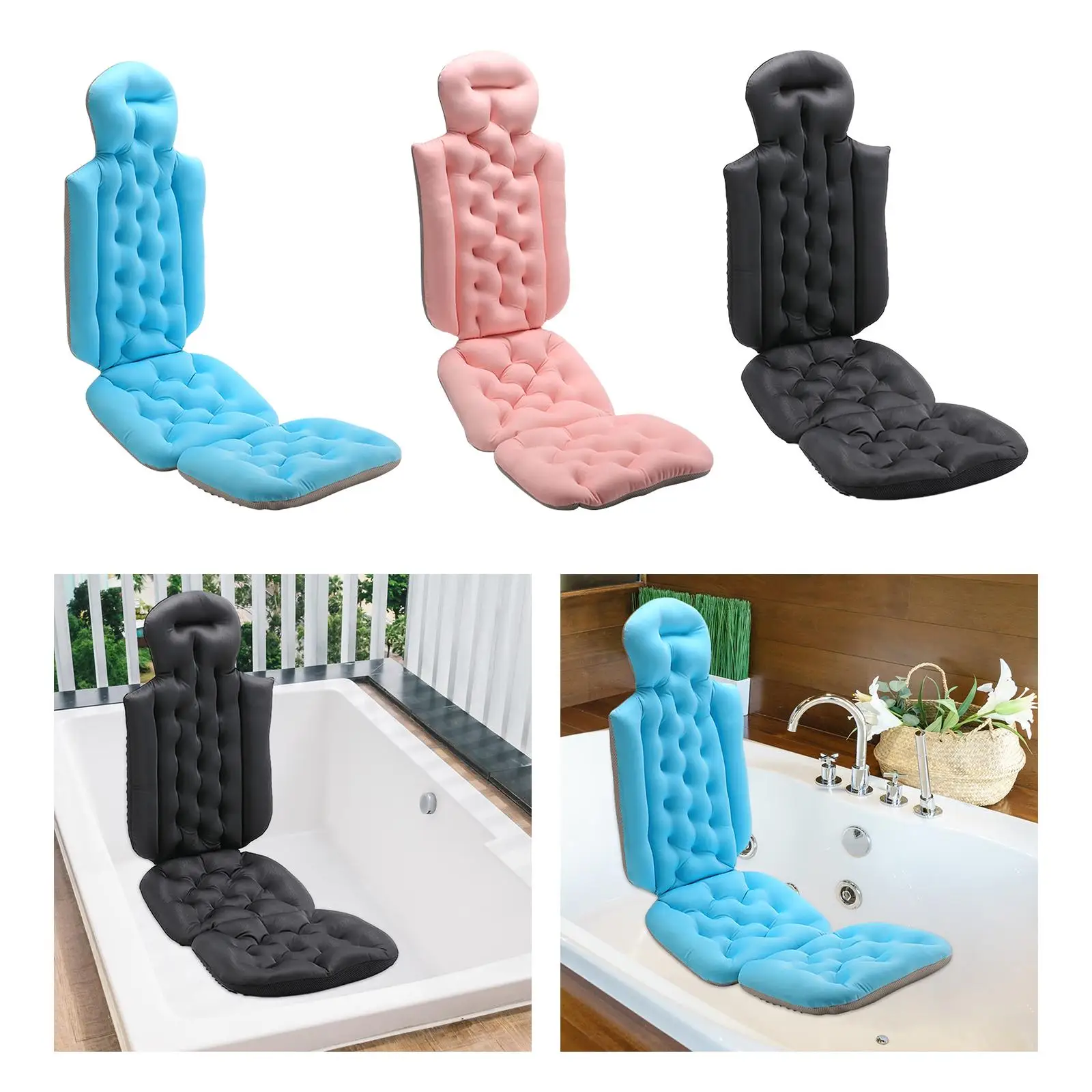 Bath Pillow for Adult Bathroom Accessories Breathable Strong Suction Bath Tub Pillow for Head Neck Shoulder and Back Support