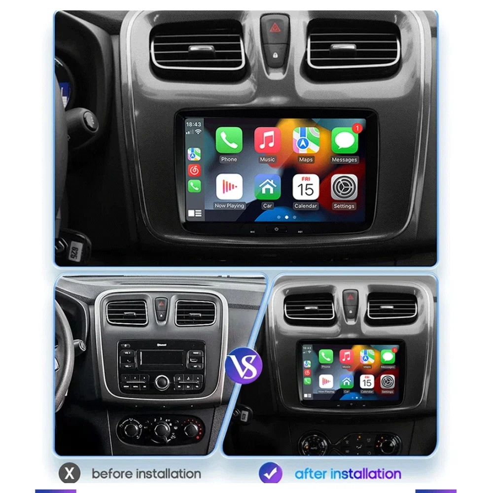 Android Radio For Dacia Sandero Duster Captur Logan Symbol Docks Lodgy Multimedia CarPlay AUTO GPS Navigation SWC BT WiFi car multimedia player car radio