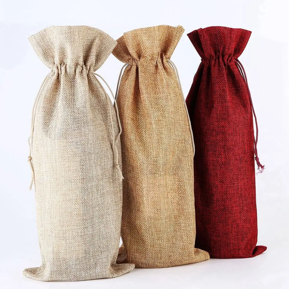 

Red Wine 750ml Gift Burlap Wedding Party Decoration Wine Bags Wine Bottle Covers Packaging Bag Champagne Pouch