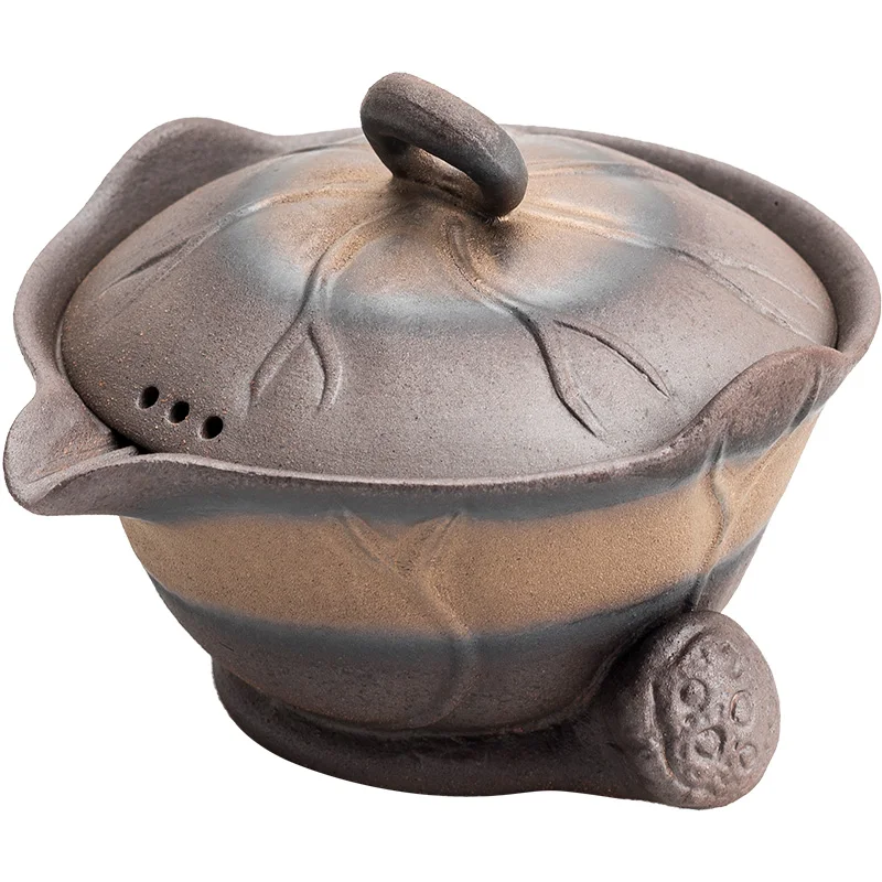 

Gilding Stoneware Aquarius Pot Household Large Capacity Tiandi Gaiwan Ceramic Small Size Tea Making Device