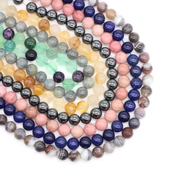 4/6/8/10mm Natural Stone Beads Tiger Eye Amethyst Rose Quartz Agate Loose Spacer Beads for Jewelry Making DIY Bracelet Necklaces