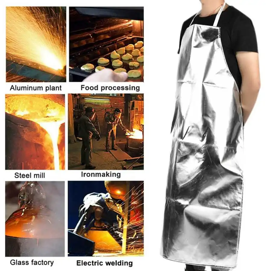 1000 &deg;C Heat Resistant Apron Aluminum Foil Heat Isolation Apron Anti & Anti-Scalding Fire Retardant Protective Clothes welding protective gear