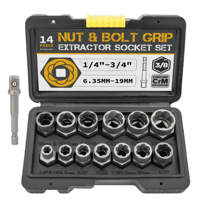 14pc Extraction Socket Set Impact Bolt Nut Remover Set Bolt Extractor