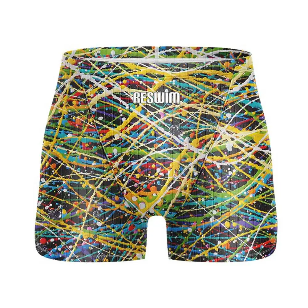 Men's Jammer Swimwear Swimming Trunks Beach Tights Shorts Summer Quick Dry Printing Swimsuit Diving Surf GYM Training Pants