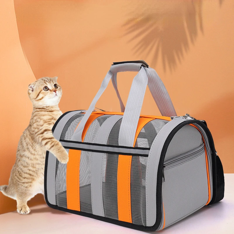 Portable Cat Carrier Bag Pet Car Travel Crates Vehicle Folding Soft Bed Collapsible Kennel House for Medium Puppy Dog