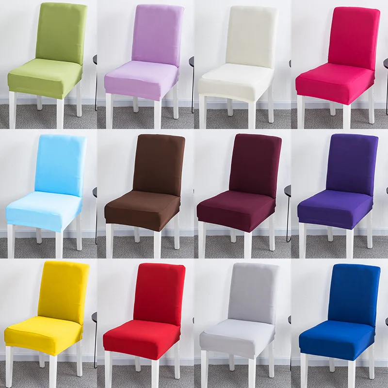 Solid Color Dining Room Lycra Spandex Chair Covers Stretch White Seat Slip Cover Removable For dining chair kitchen | Дом и сад