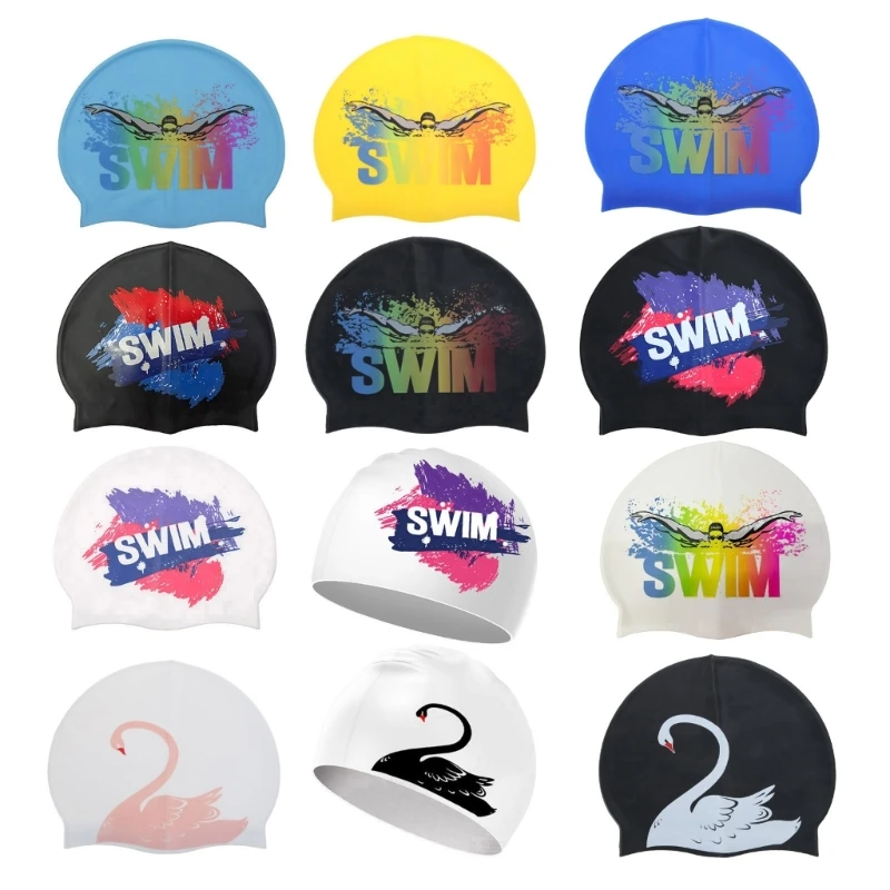 

Swimming Cap Silicone Swim Caps Waterproof Elastic Swimming Hat Lightweight Comfortable Bathing Caps for Long Short Dropship