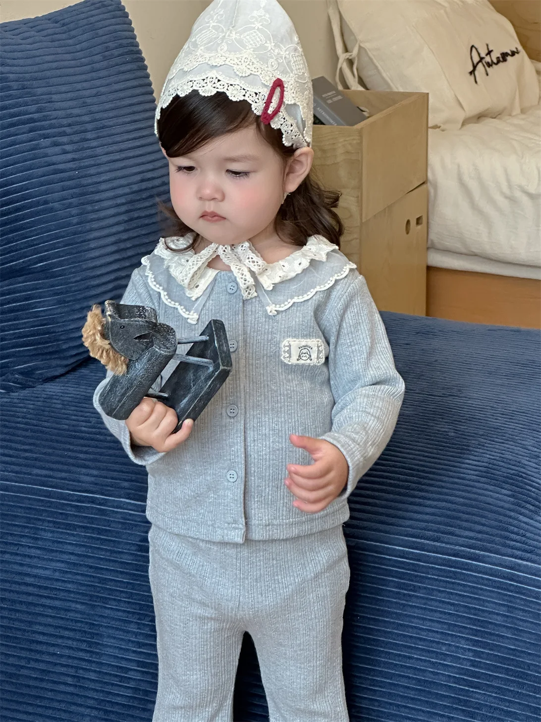 2025 Autumn New Baby Long Sleeve Clothes Set Infant Girl Cute Lapel Cardigan + Lace Flare Pants 2pcs Suit Toddler Casual Outfits 5 2025 Autumn New Baby Long Sleeve Clothes Set Infant Girl Cute Lapel Cardigan + Lace Flare Pants 2pcs Suit Toddler Casual Outfits - Image 5