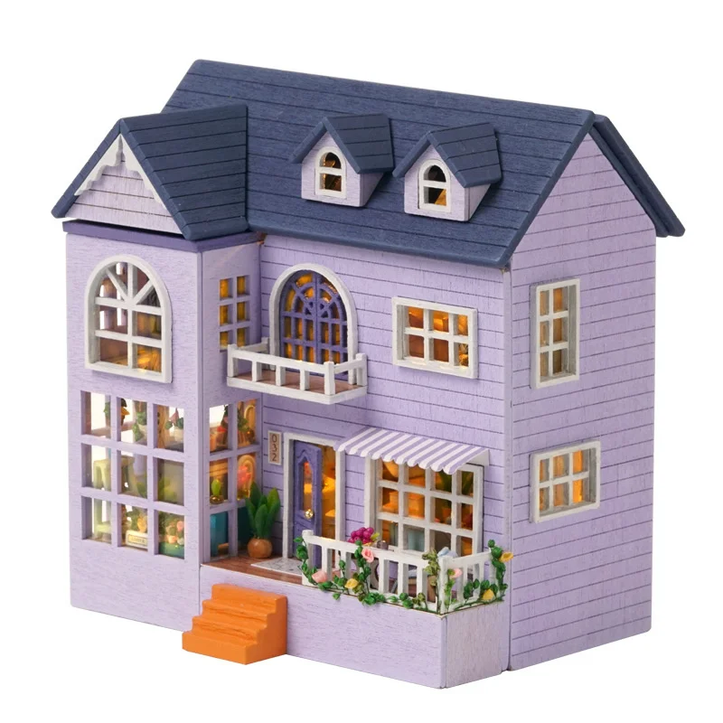  CUTEROOM DIY Doll House Miniature Furniture Wooden House Kit  with Dust Cover & LED Light and Accessories - New Three Styles QT Series  Dollhouse (QT048) : Toys & Games