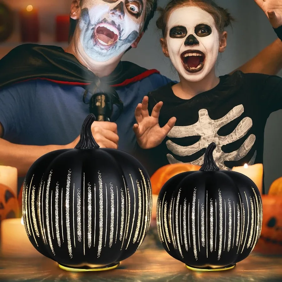 Indoor Halloween Decorations with Illuminated Design for Fall and Thanksgiving Celebrations Stylish Glass Pumpkins with Starry
