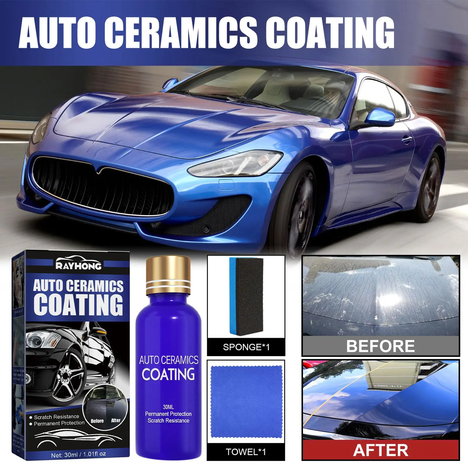 Ceramic Car Glass Coating Liquid Hydrophobic Anti Scratch