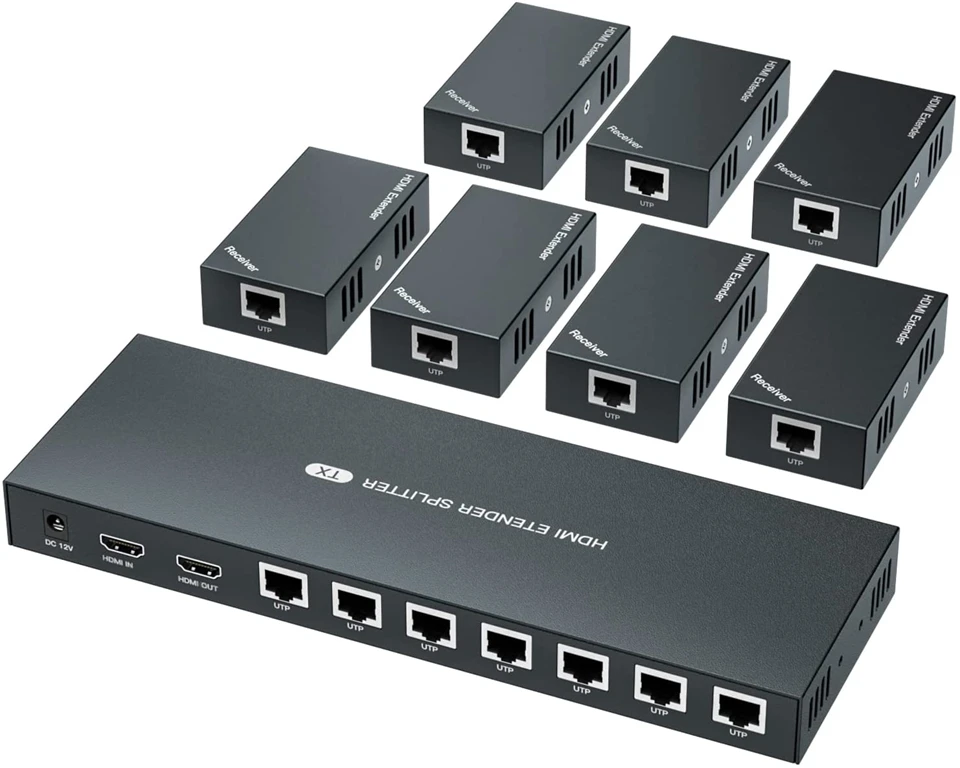 2026 Best 1x7 HDMI Splitter Extender 60m 1x2 HDMI UTP Extender Cat5e Cat6 1080P