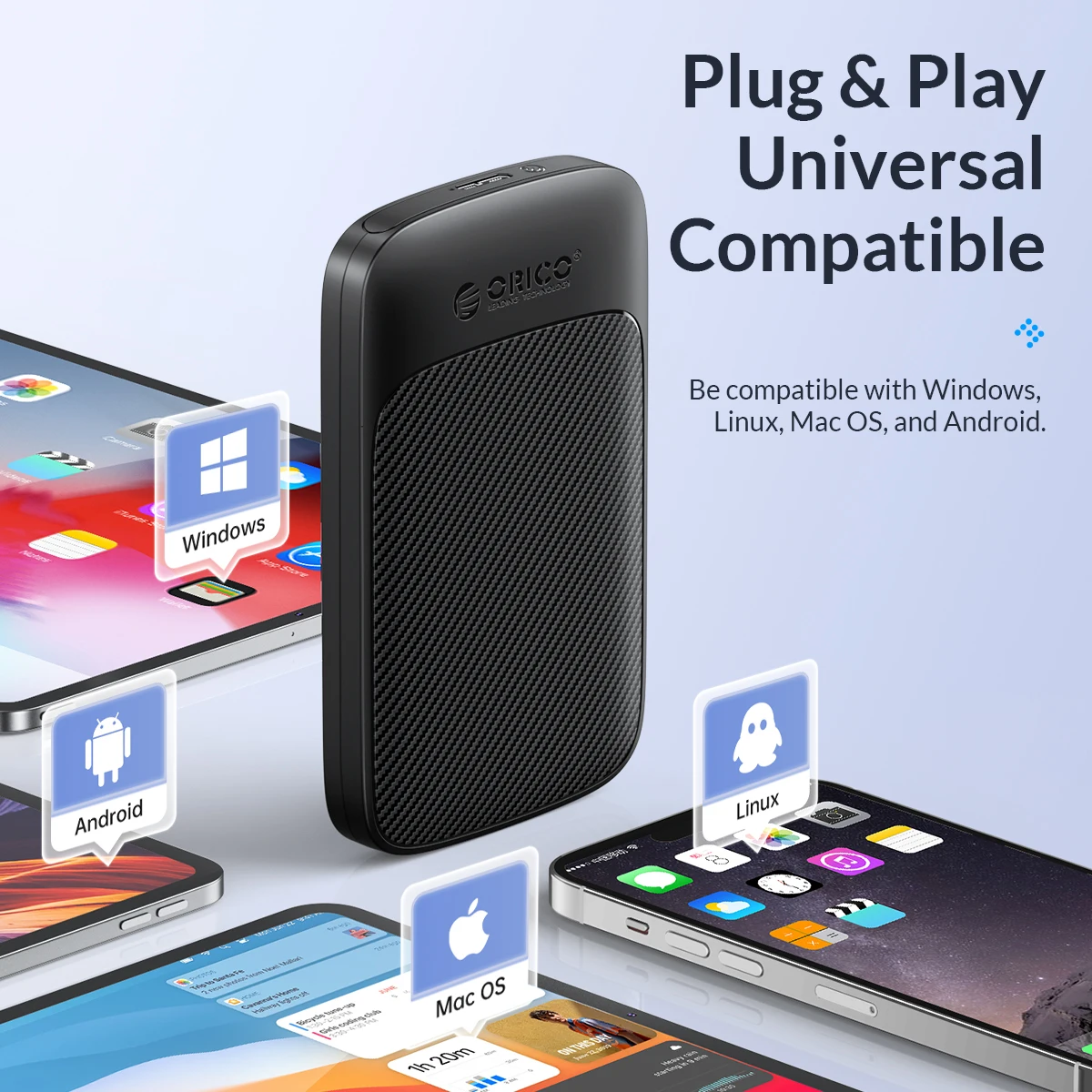 ORICO 외장 2.5인치 HDD 인클로저 하드 드라이브 케이스 6Gbps USB3.1 Type-C to SATA SSD 디스크 HDD 박스 6TB 9.5mm 7mm용 툴리스