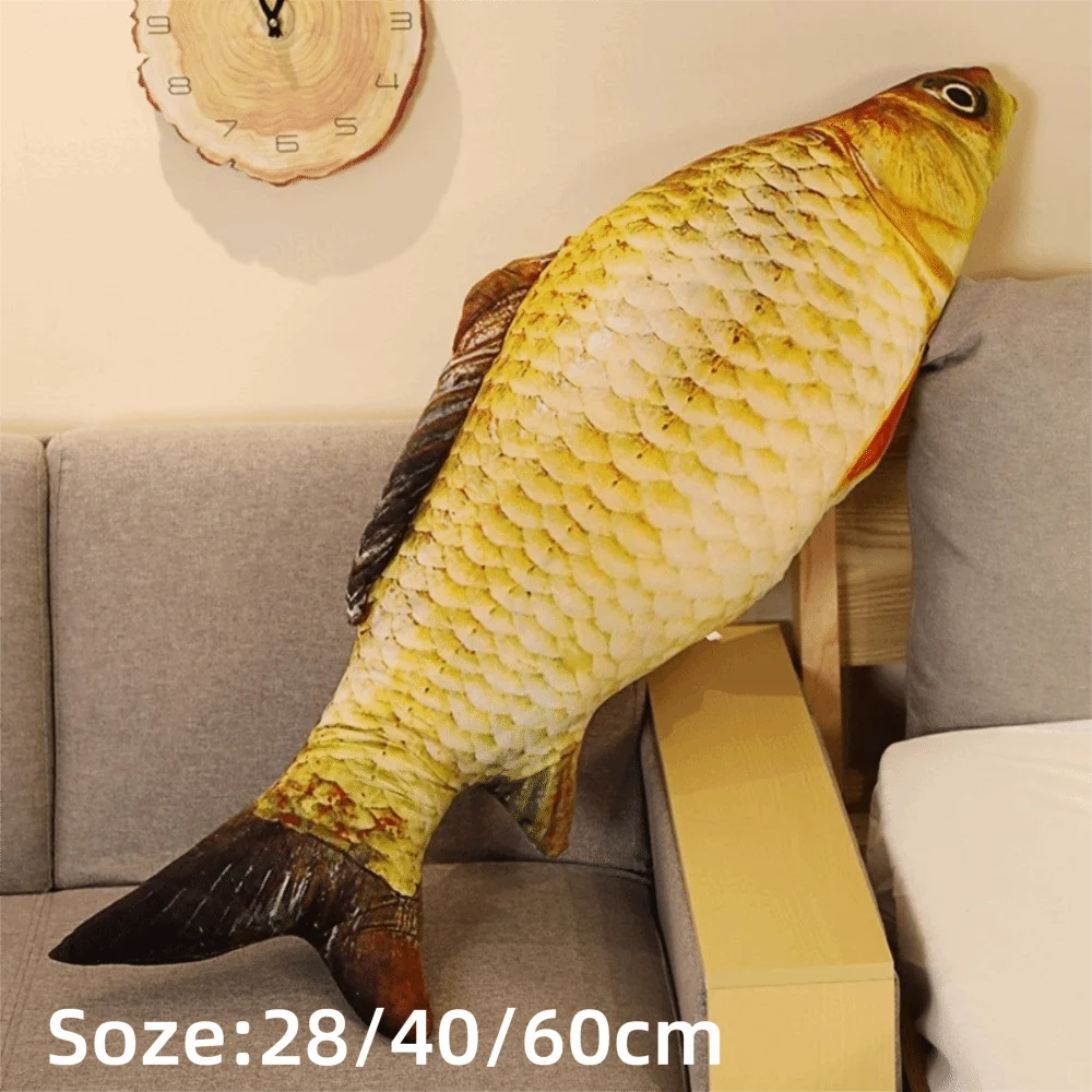 실물 같은 디자인의 물고기 인형, 3D 대형 부드러운 소재의 붕어 인형 베개 선물