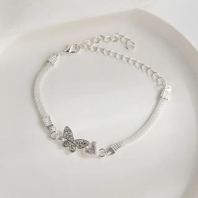 Bracelets de Couple en forme de cœur d'amour pour femmes et hommes, couleur argent, Double couche, chaîne assortie, bijoux cadeau pour amoureux, 1 pièces
