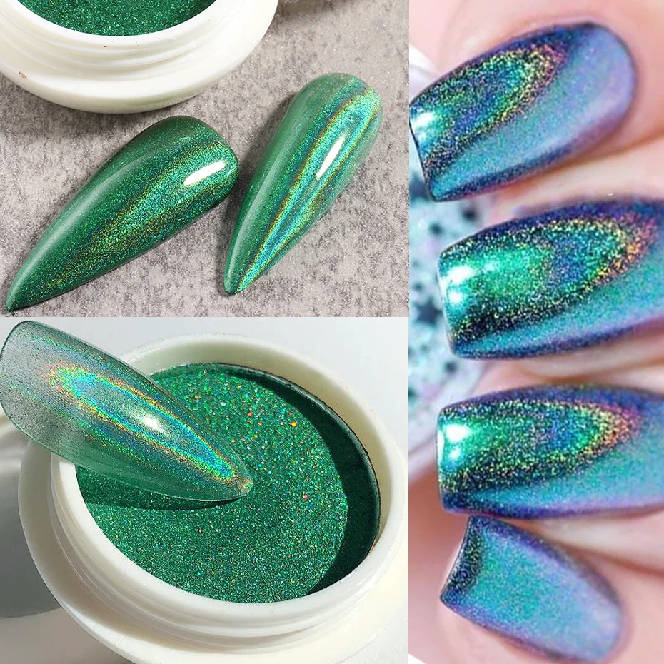 Nail Powder Nail Glitter Nail Pigment Nail Decoration Nail Decorations Holographic Nail Powder Laser Glitter Chrome Pigment Rubbing Dust Mirror Design Nail Polish Decor Charm Nails Accessories Flash