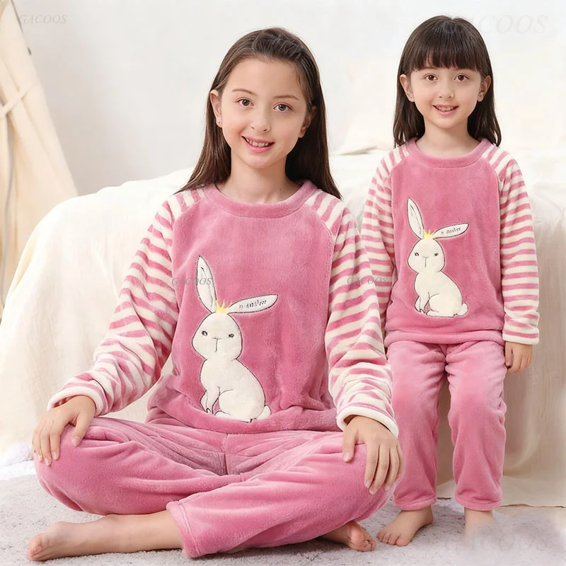 الفانيلا طفل الفتيات منامة الشتاء طويلة الأكمام ملابس الأطفال ملابس خاصة في سن المراهقة منامة منامة مجموعات للأطفال 4 6 8 1216 سنة