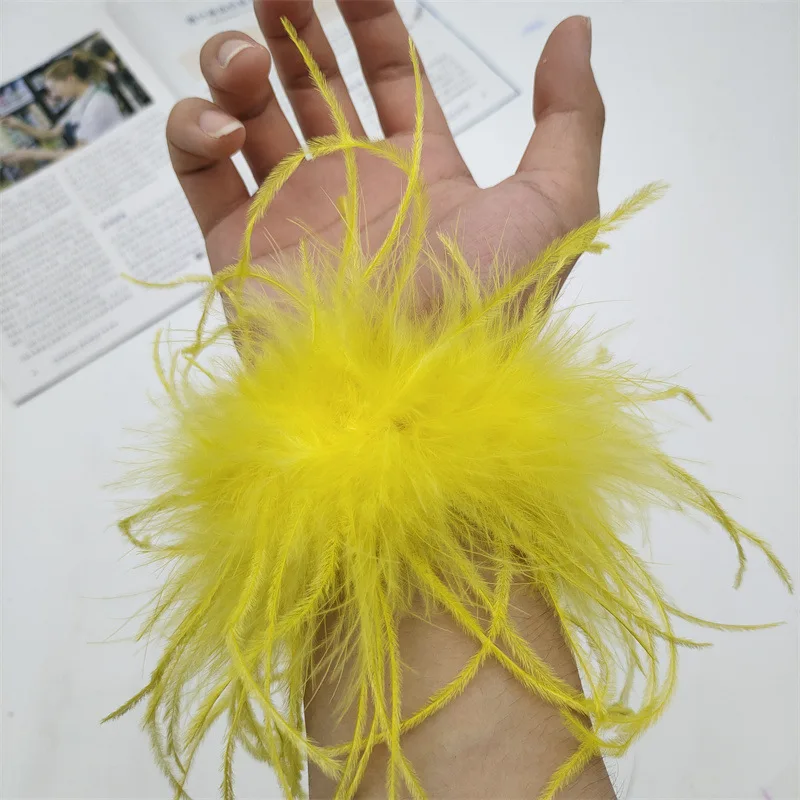 Stainless Steel Bracelet Metal Bracelet Women Ostrich Feather Wrap Bracelet Slap Anklet Fur Feather Cuffs Wrist Sleeve Hair Accessories