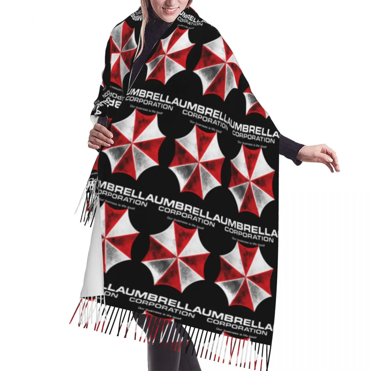 

Personalized Printed Corporations Umbrella Scarf Women Men Winter Fall Warm Versatile Female Scarves Video Game Shawls Wraps