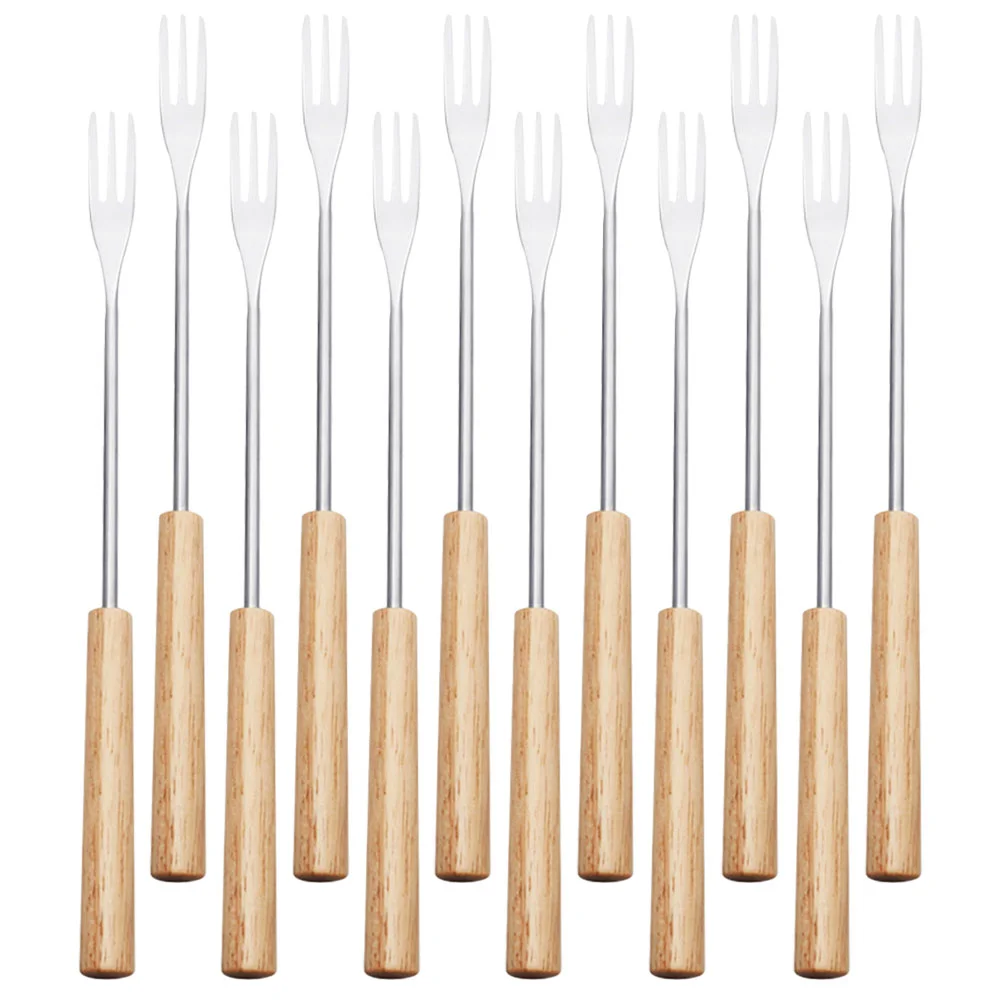 

12Pcs Fruit Forks Stainless Steel Cheese Forks Kitchen Fondue Forks Chocolate Dipping Forks