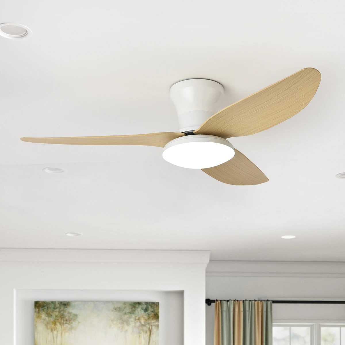 Modern Led Ceiling Fan Lights DC Motor 6 Speeds Timing Fans Low Floor Loft Remote Control Fan With Lights Bedroom Dining room