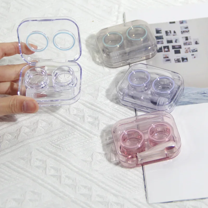 Transparent Tweezers Suction Stick Container Set Portable Contact Lens Box for Women Travel Contact Lenses Case
