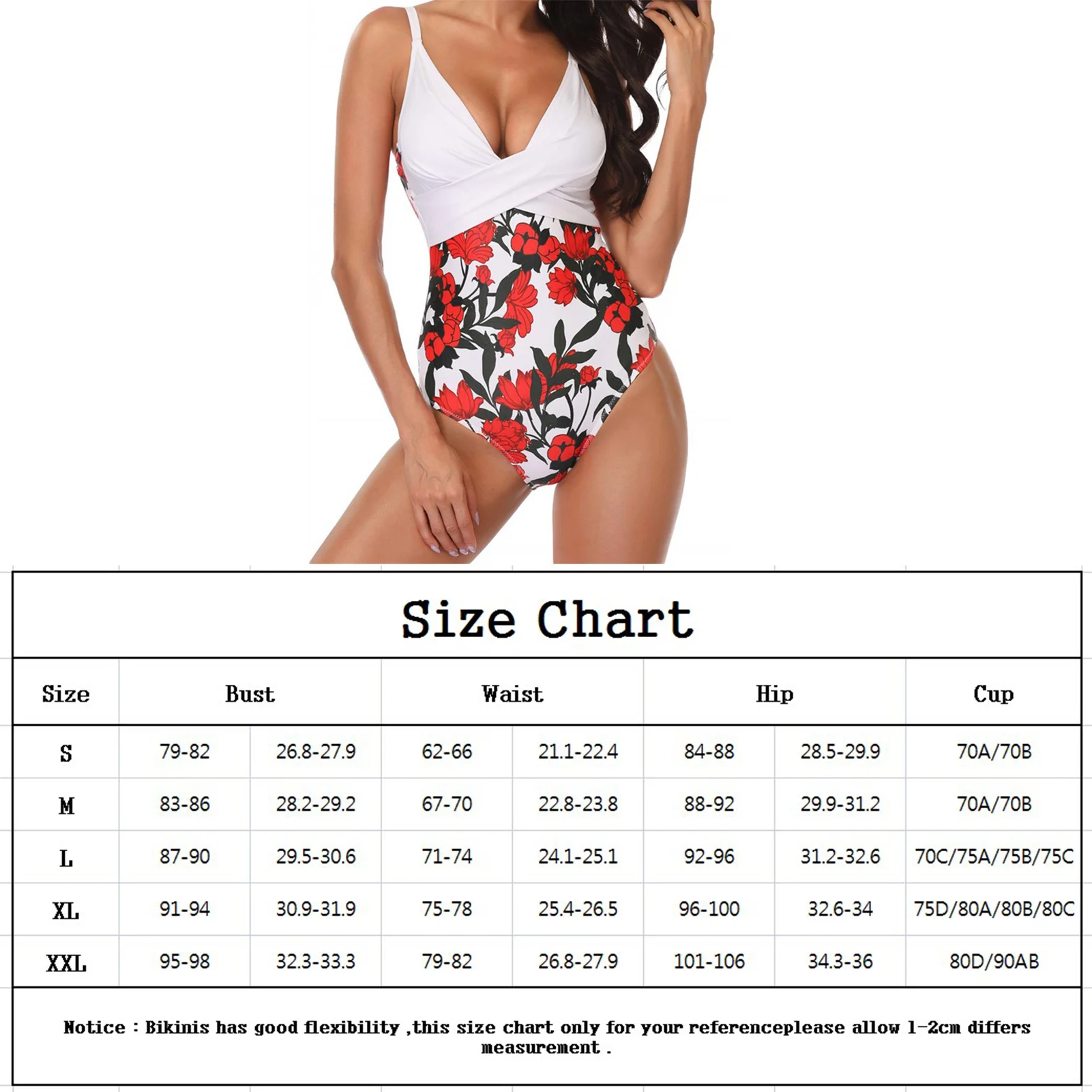 Women Training Swimwear Tummy Control V Neck Piece Swimsuit Sexy Color  Block Thin Off Shoulder Adjustable Straps for Female Girl