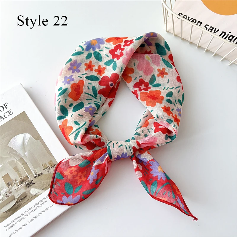 

Fashion Silk Satin Square Scarf Women Floral Print Small Neckerchief Hair Bandana Female Head Scarves Shawl Foulard 2023