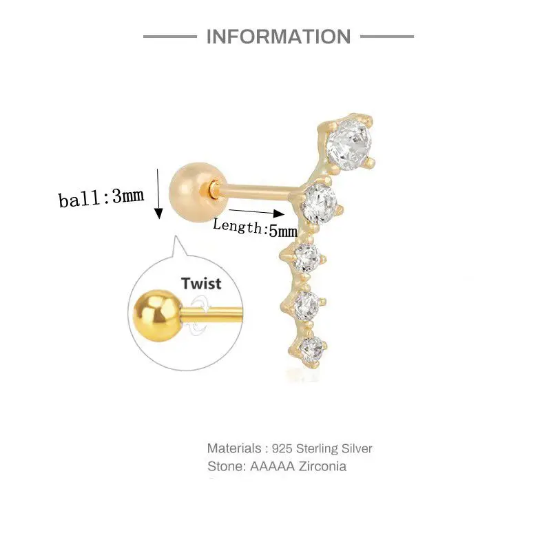 Silver Stud Earrings 925 Sterling Silver Anti-allergic Moon Stud Earring For Woman Wedding Anniversary