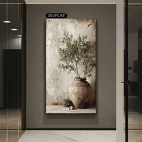 ภาพพิมพ์บนผ้าใบลายต้นมะกอกขนาดใหญ่ในชนบท ภาพพืชเรียบง่าย ศิลปะตกแต่งผนังบ้านไร่ โปสเตอร์สำหรับตกแต่งห้องนั่งเล่น 4