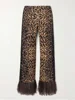 Onecozyday 2024 Women's Fashion Leopard Printed Round Neck Long Sleeves Shirt Top High Wasit Pants Feathers High Street Outfits 6