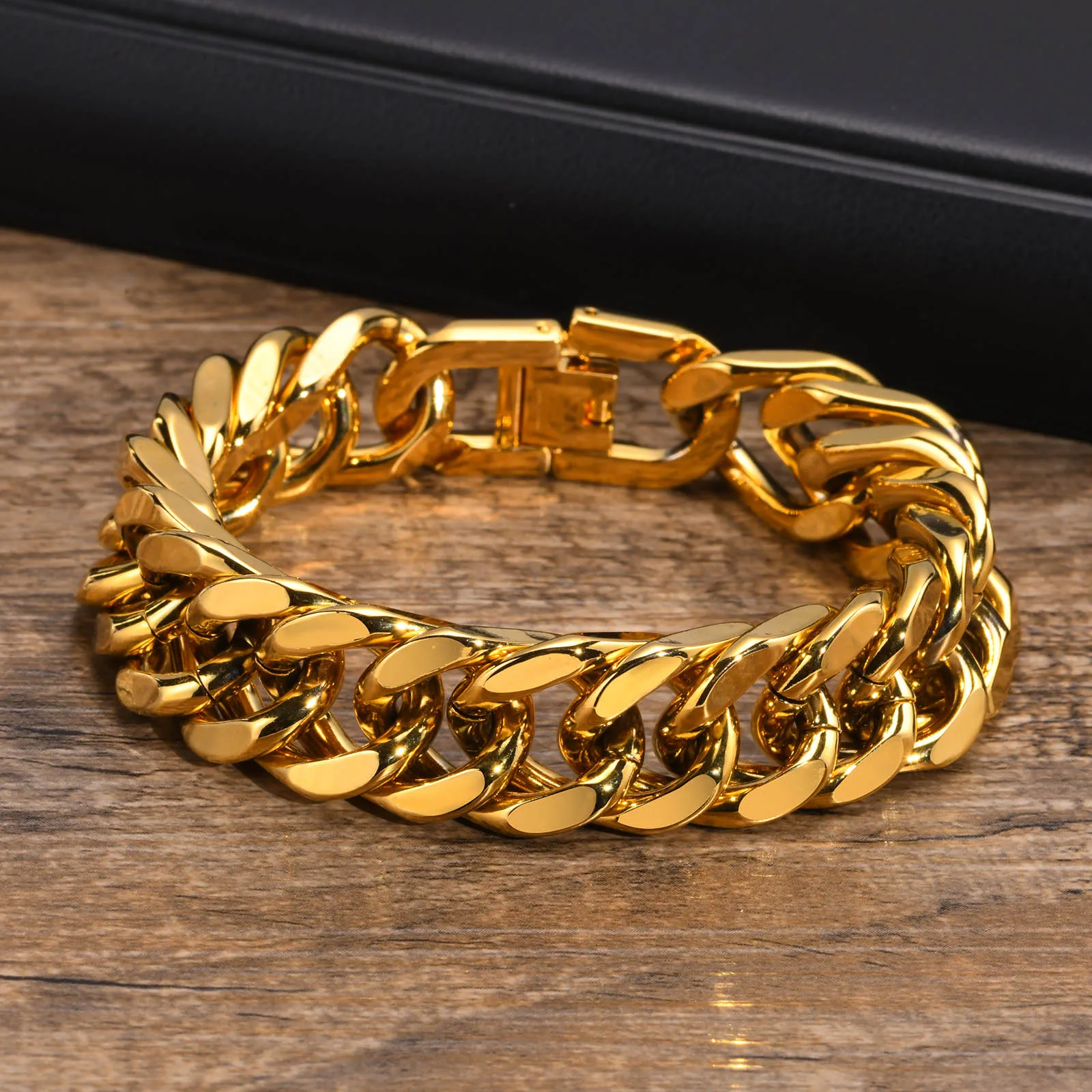 8.66 Punk 316L Stainless Steel Curb Cuban Chain Bracelet Silver Men's Jewelry