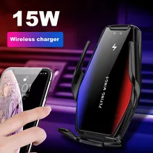 

Automatic Clamping 15W Fast Car Wireless Charger for Samsung S21 S20 iPhone 13 12 11 XS XR 8 Infrared Sensor Phone Holder Mount