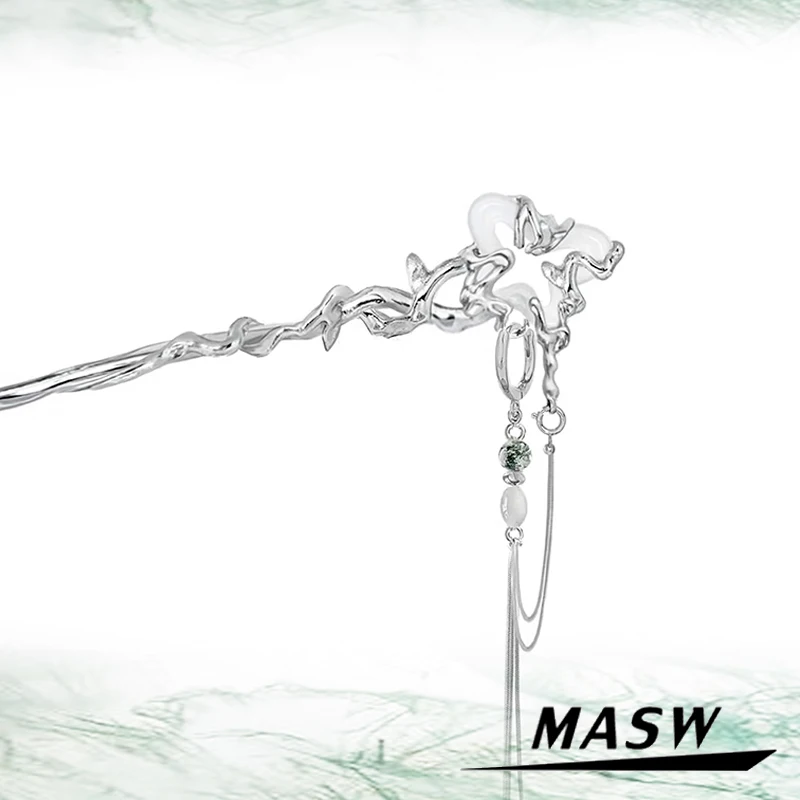 

MASW Original Design Flower Hairpin 2023 Trend New High Quality Copper Chain Tassel Hairclip Head Wear For Women Accessories