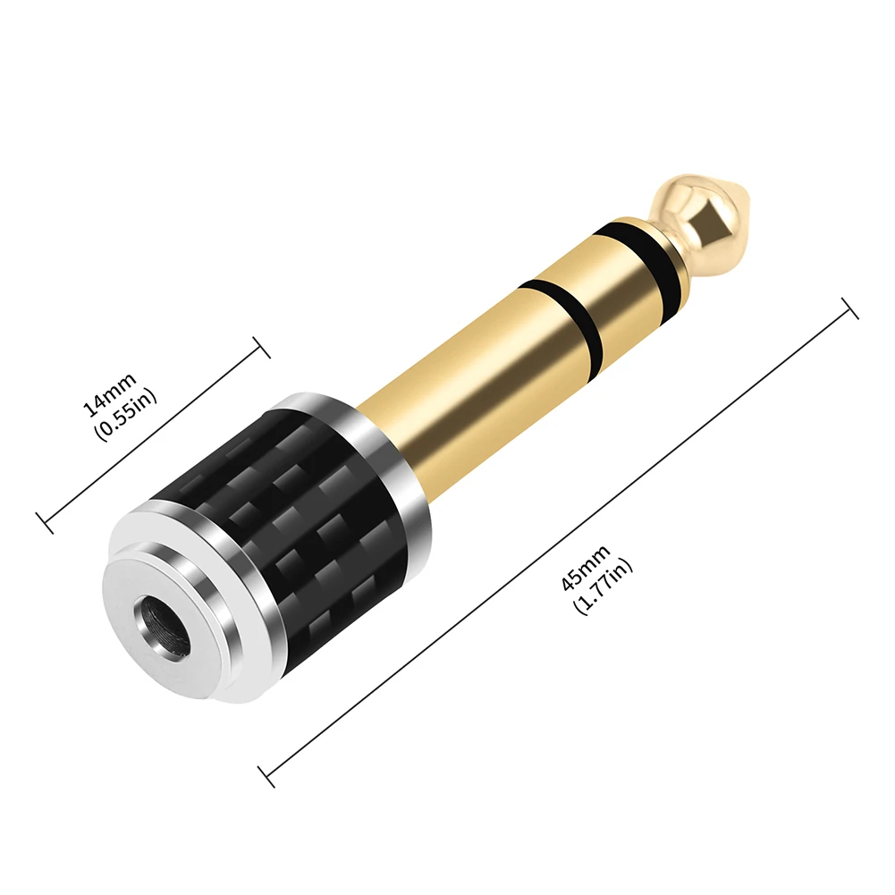 Premium Audio Adapter: 6.35mm to 3.5mm Stereo Plug Converter - Male to Female Connection