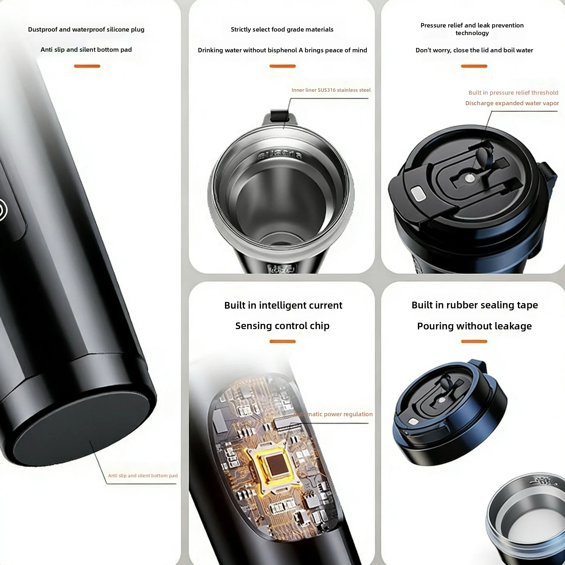 Stainless Steel Electric Kettle Portable Heating
