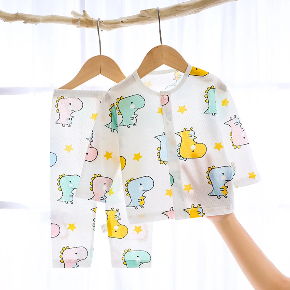 

Children Long-sleeved Summer Clothing Kids Home Air-conditioned Clothes Cartoon Cotton Girls Boys Children's Pajamas Sets