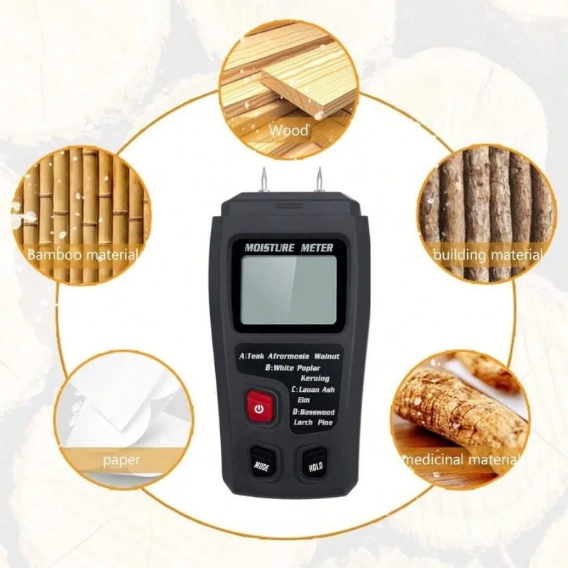 Digital Wood Moisture Meter Wood Humidity Tester Hygrometer Timber Damp Detector Large LCD Display