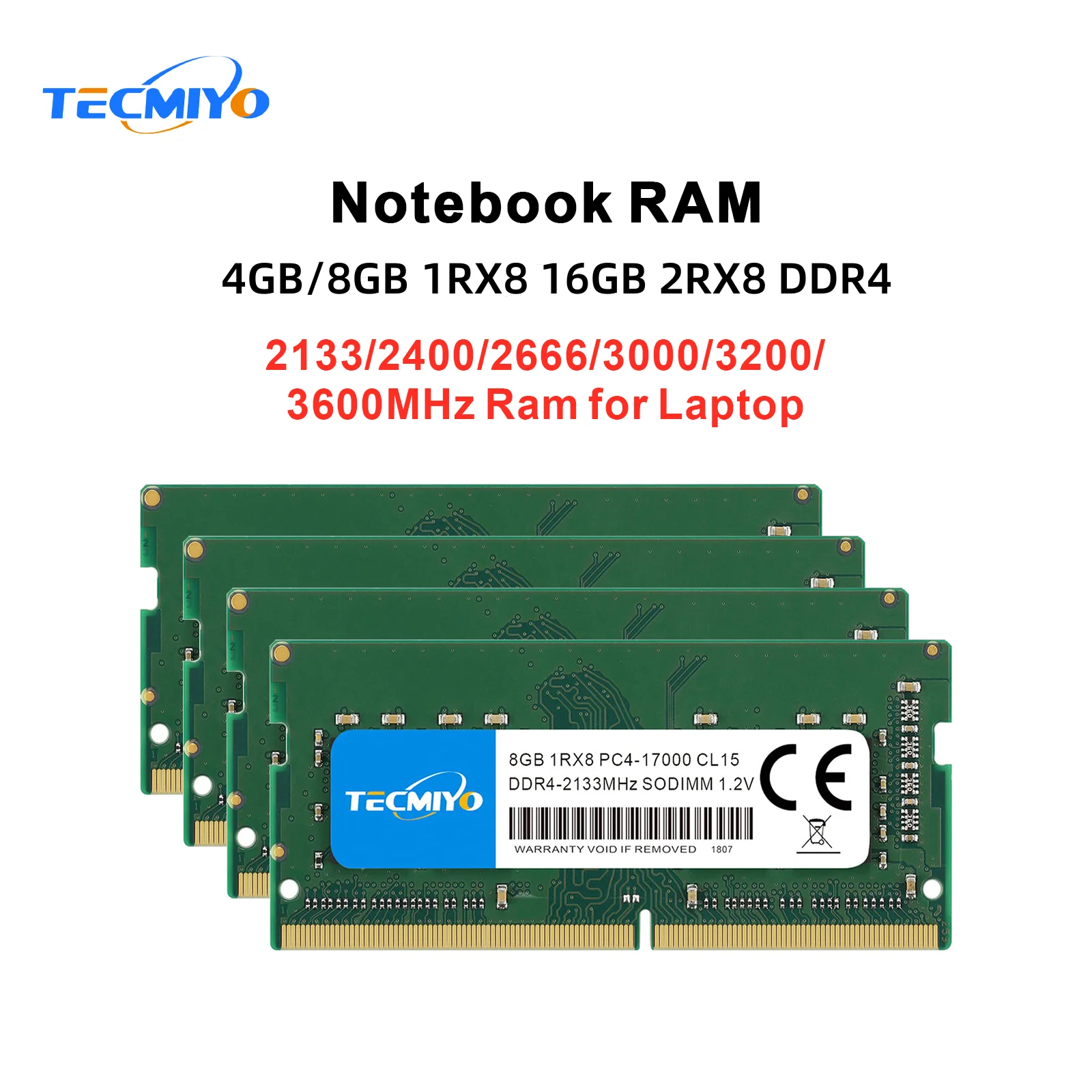 Память Tecmiyo DDR4 SODIMM 4 ГБ/8 ГБ/16 ГБ для операционной памяти ноутбука с зеленым распределителем, коррекция ошибок