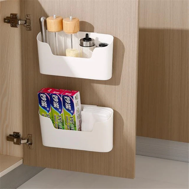 Wall Mounted Self Adhesive Storage Box Rack Shelf Bathroom Kitchen Organizer