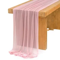 Chiffon ivory Table Runner Table Setting Semi-Sheer Dining Vintage Wedding Party Christmas Banquets Arches Cake Decor 2