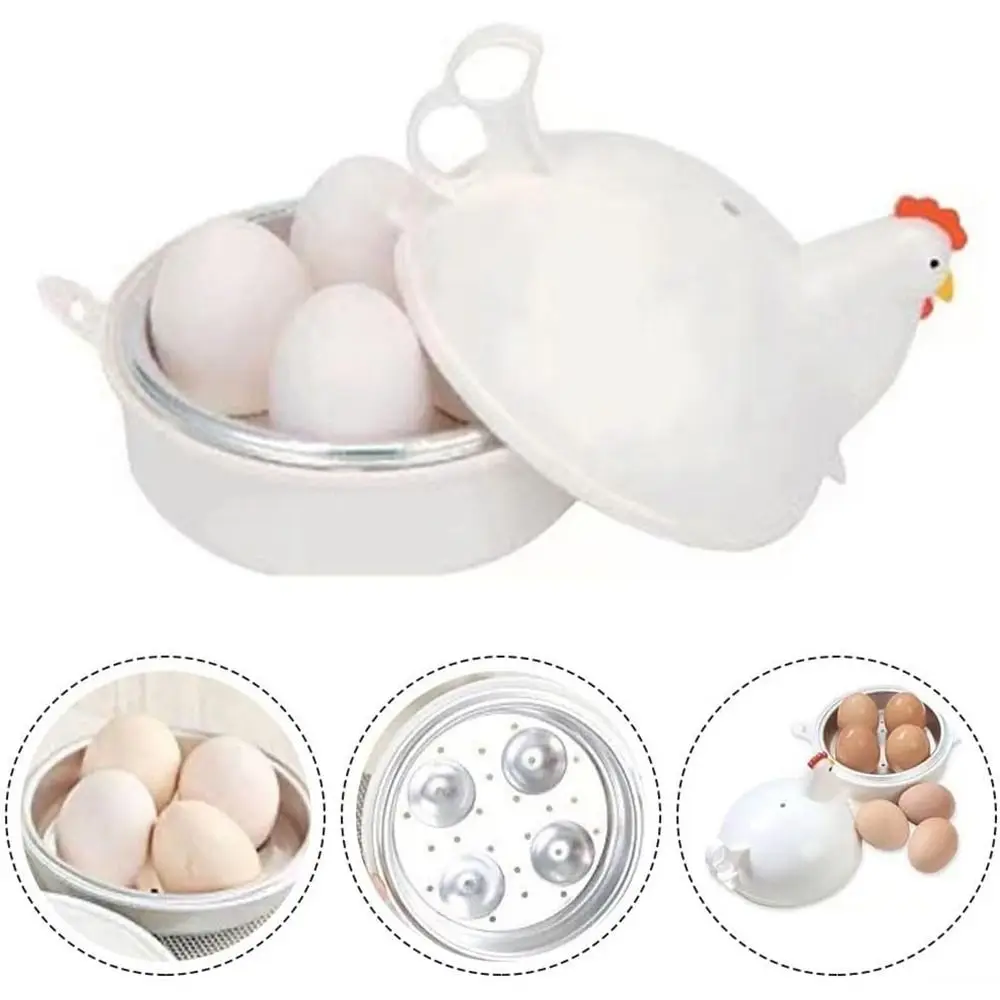 

Non-Stick Boiler Egg Cooker Boiler Cute Plastic Chicken Shaped Egg Poacher Microwave Egg Steamer Kitchen Accessories