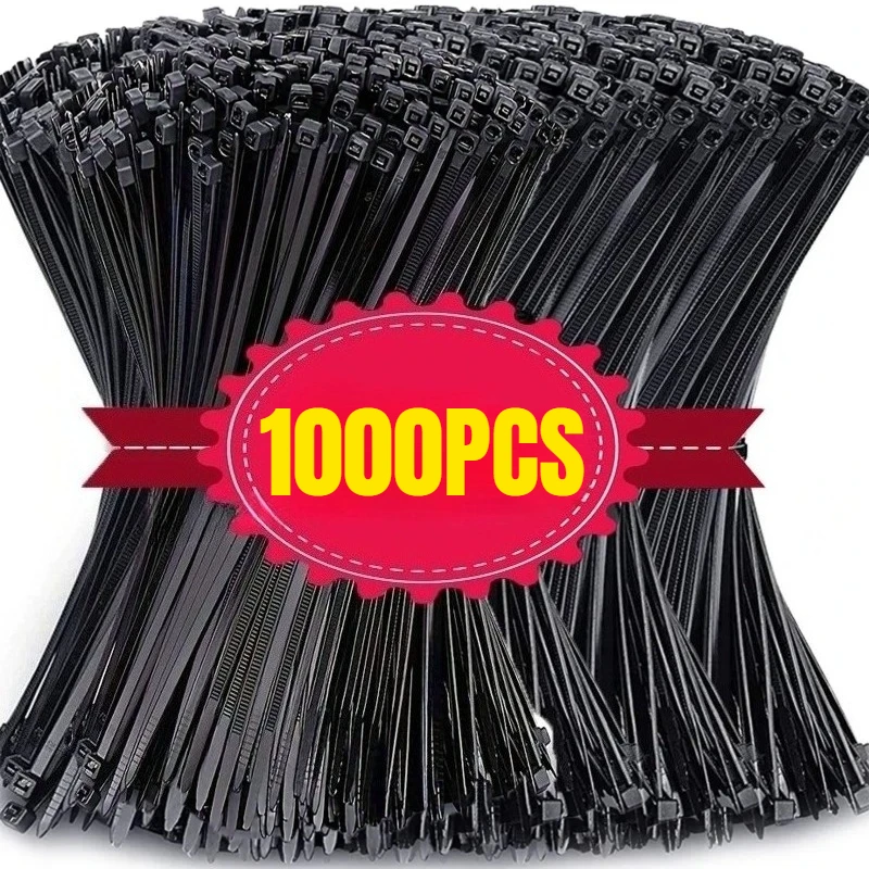 1000/100Pcs Plastic Nylon Cable Ties Self-locking Cord Ties Straps Adjustable Cables Fastening Loop Home Office Wire Zip Ties 1000/100Pcs Plastic Nylon Cable Ties Self-locking Cord Ties Straps Adjustable Cables Fastening Loop Home Office Wire Zip Ties