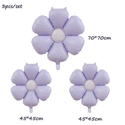 Vibrant Purple Daisy Foil Balloon and Latex Balloon Set - As picture shows (3pcs MS)