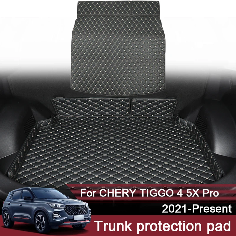 

1pc Car Custom Rear Trunk Mat For Chery Tiggo 4 5X Pro 2021-2024 Leather Waterproof Auto Cargo Liner Pad External Accessory